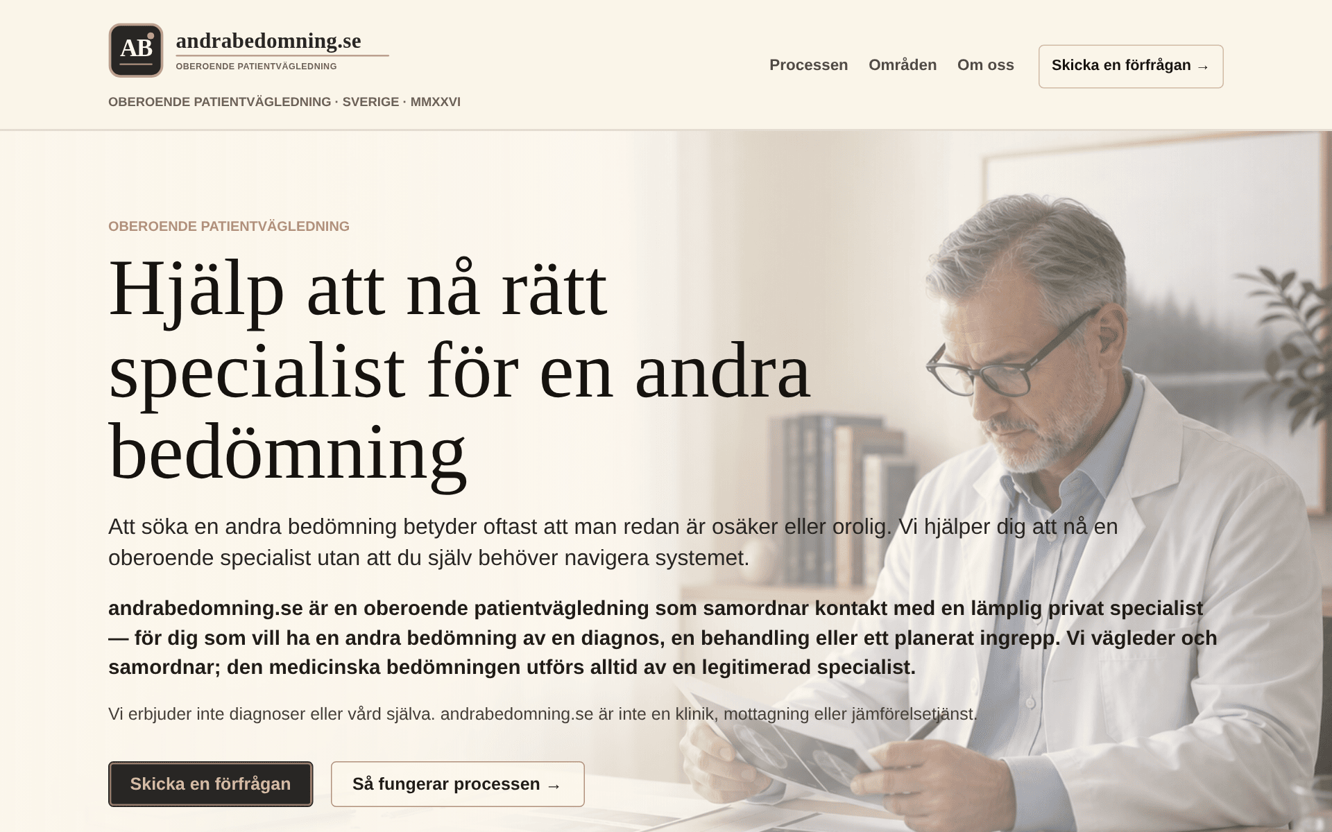 andrabedomning.se startsida